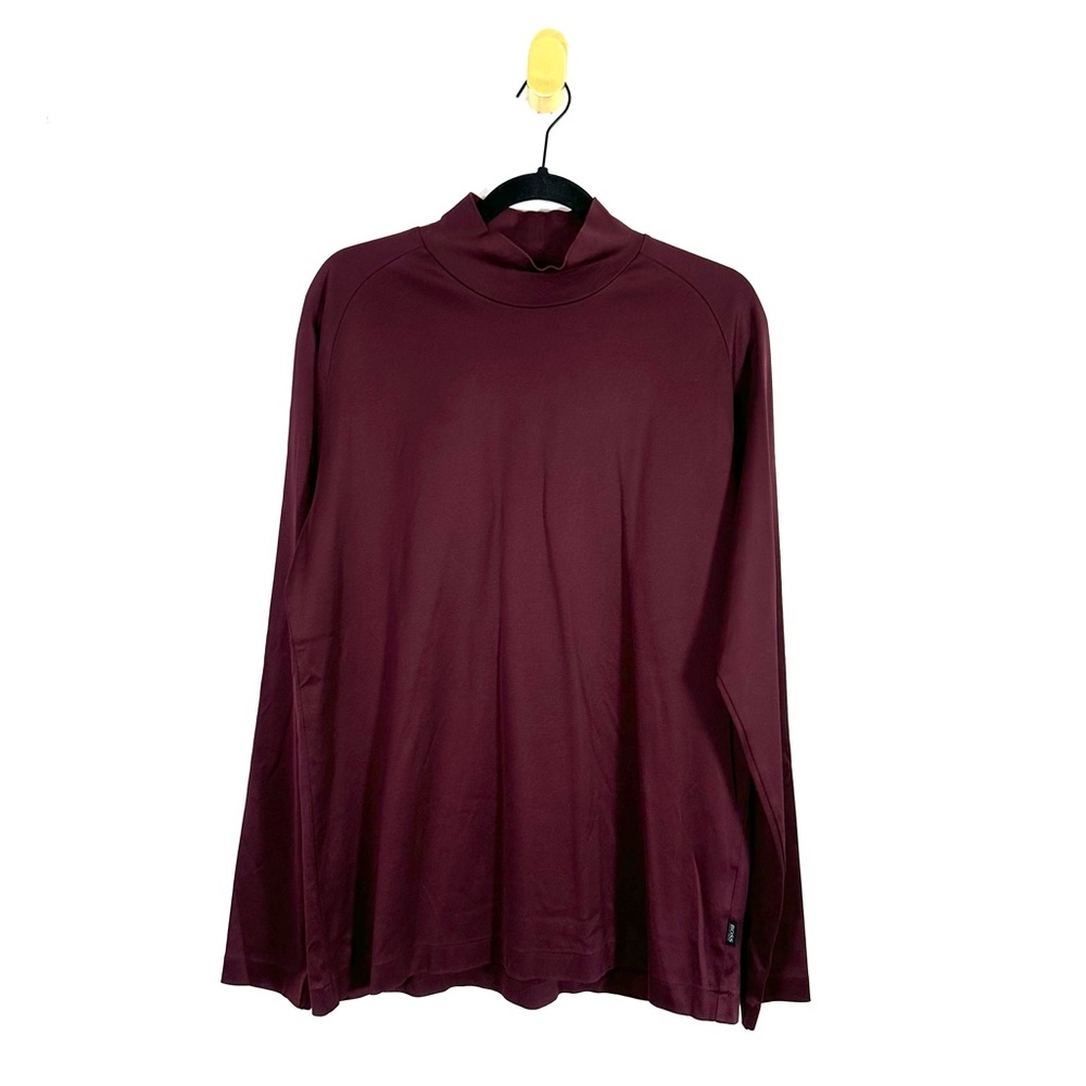 Hugo Boss Burgundy Mock Neck Long Sleeve Shirt
